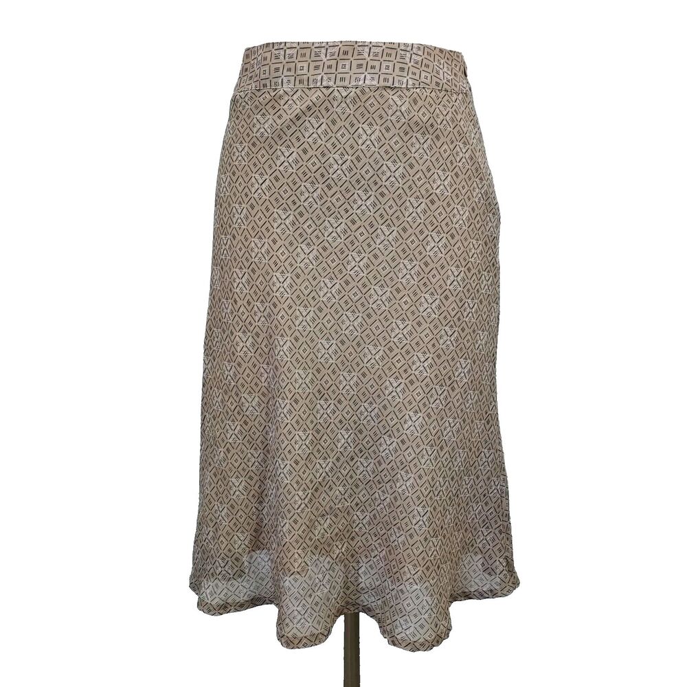 Covington A Line Skirt Womens 8P Flowy Lined Beige Black